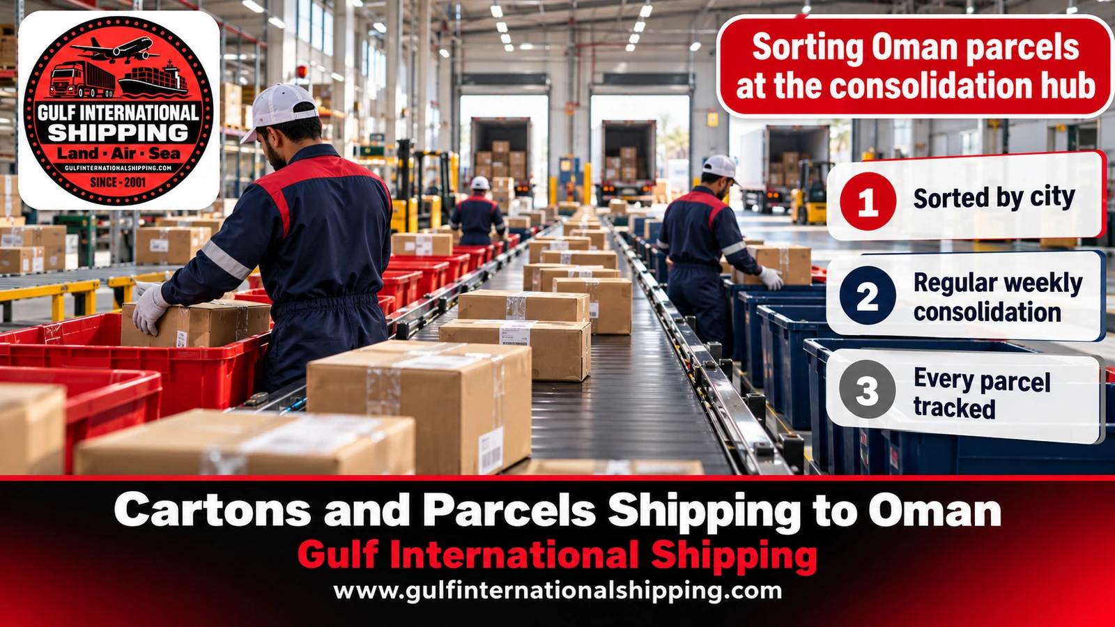 Sorting Oman parcels at the consolidation hub
