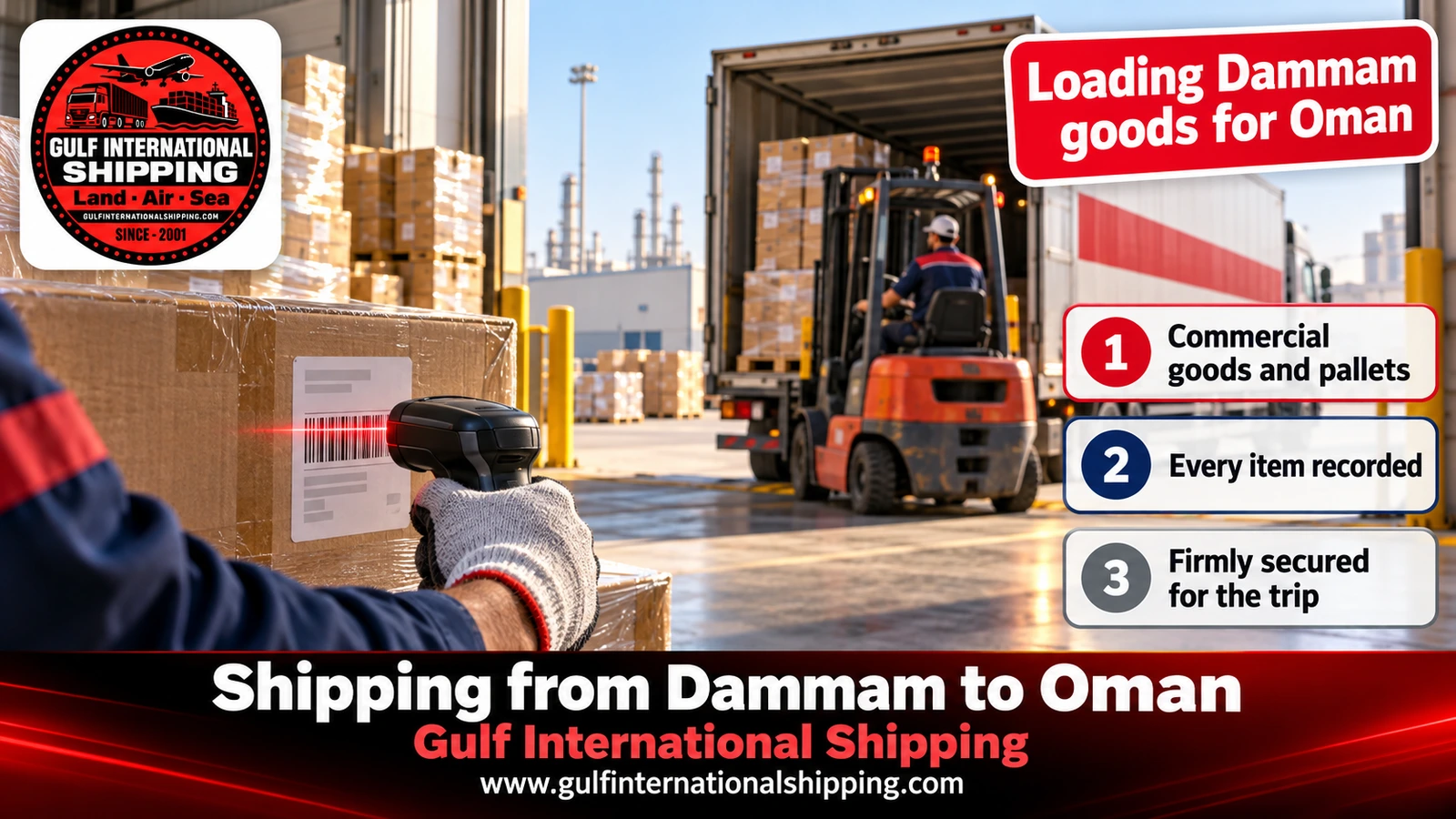 Loading Dammam goods for Oman