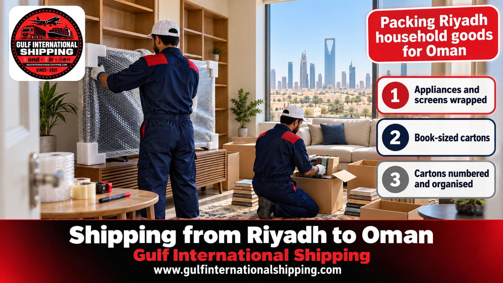 Packing Riyadh household goods for Oman