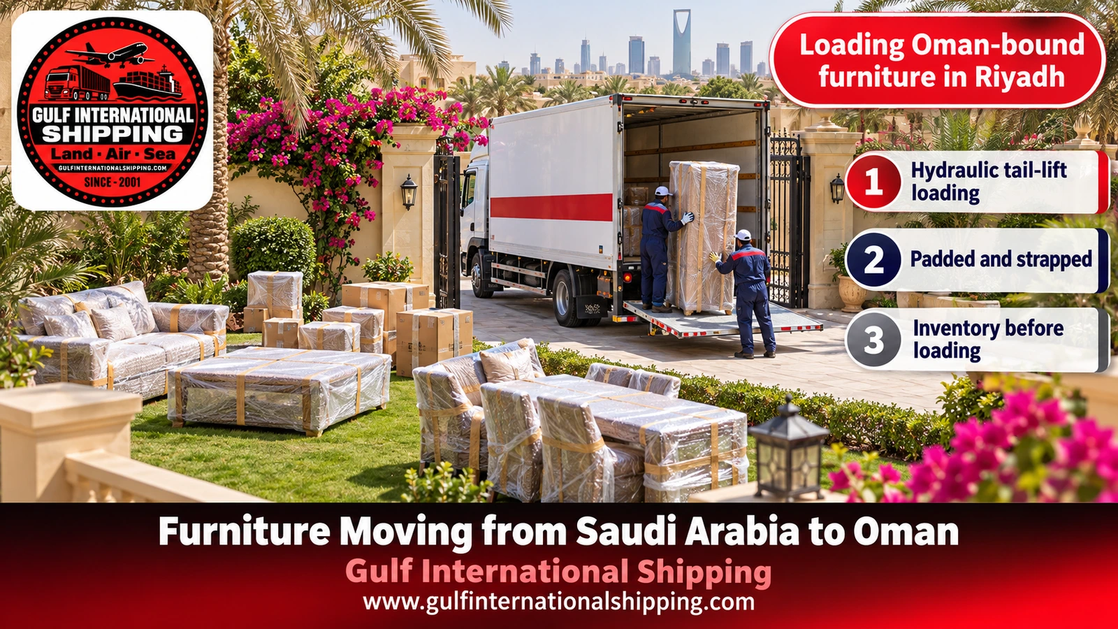 Loading Oman-bound furniture in Riyadh
