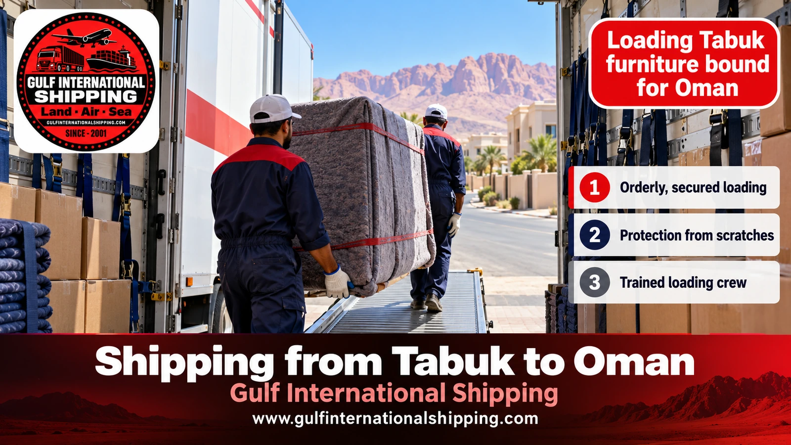 Loading Tabuk furniture bound for Oman