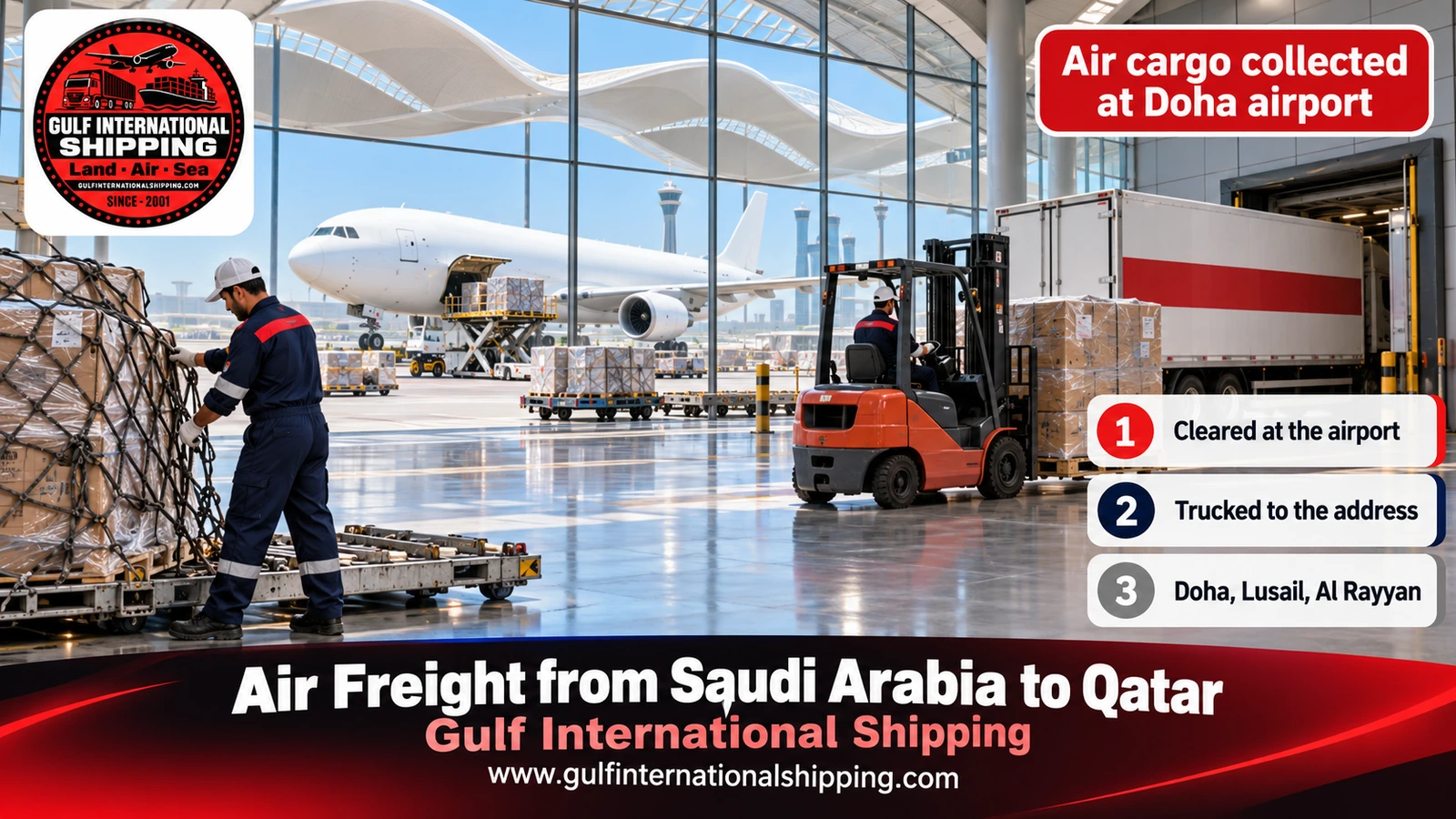 Air cargo collected at Doha airport