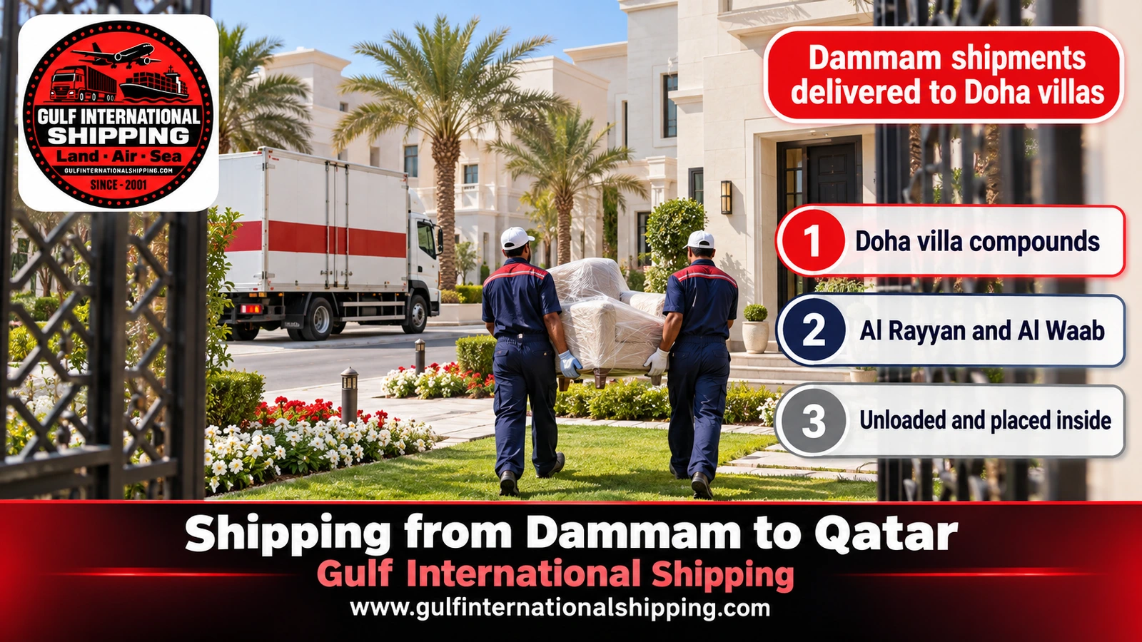 Dammam shipments delivered to Doha villas