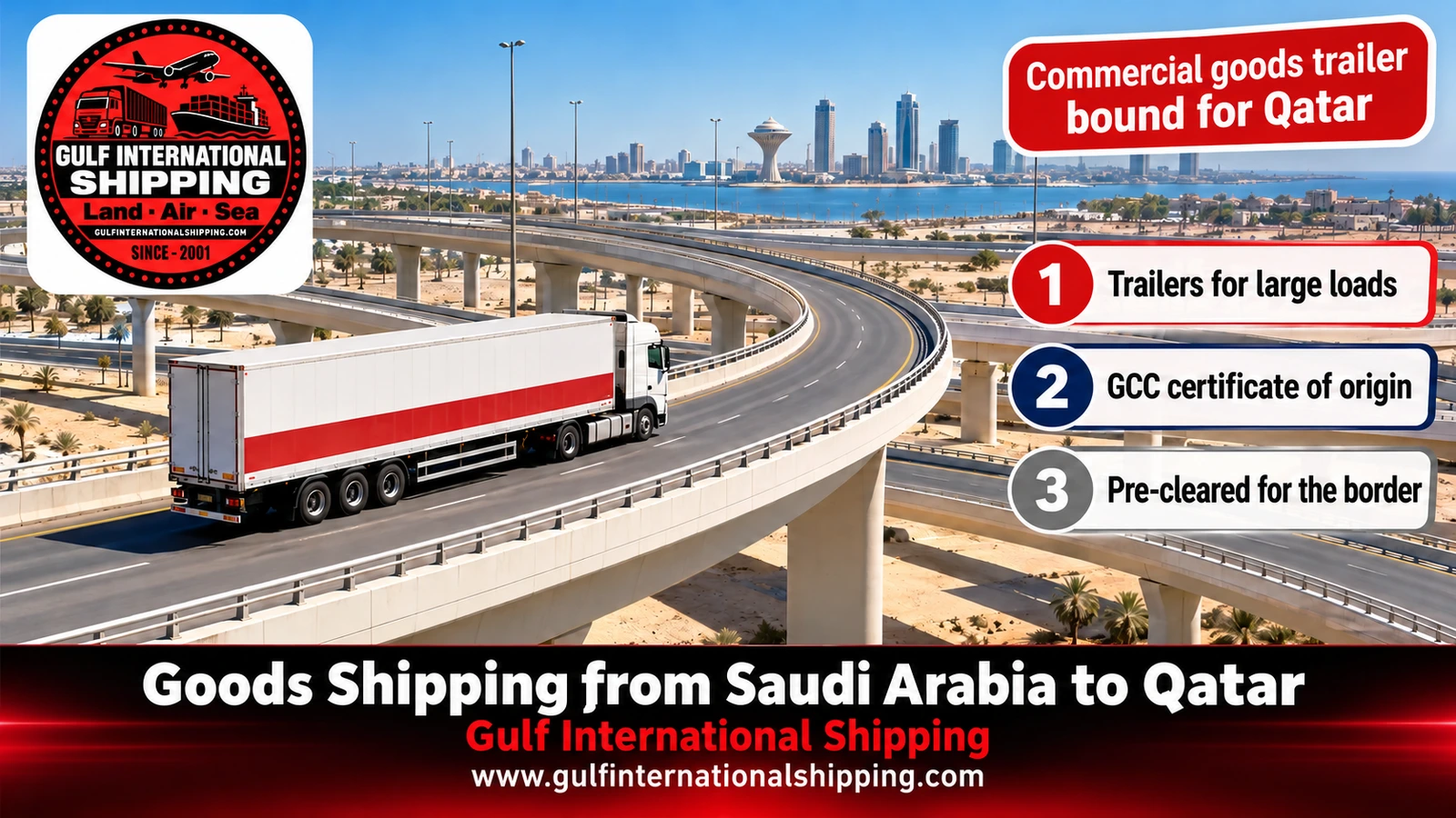 Commercial goods trailer bound for Qatar