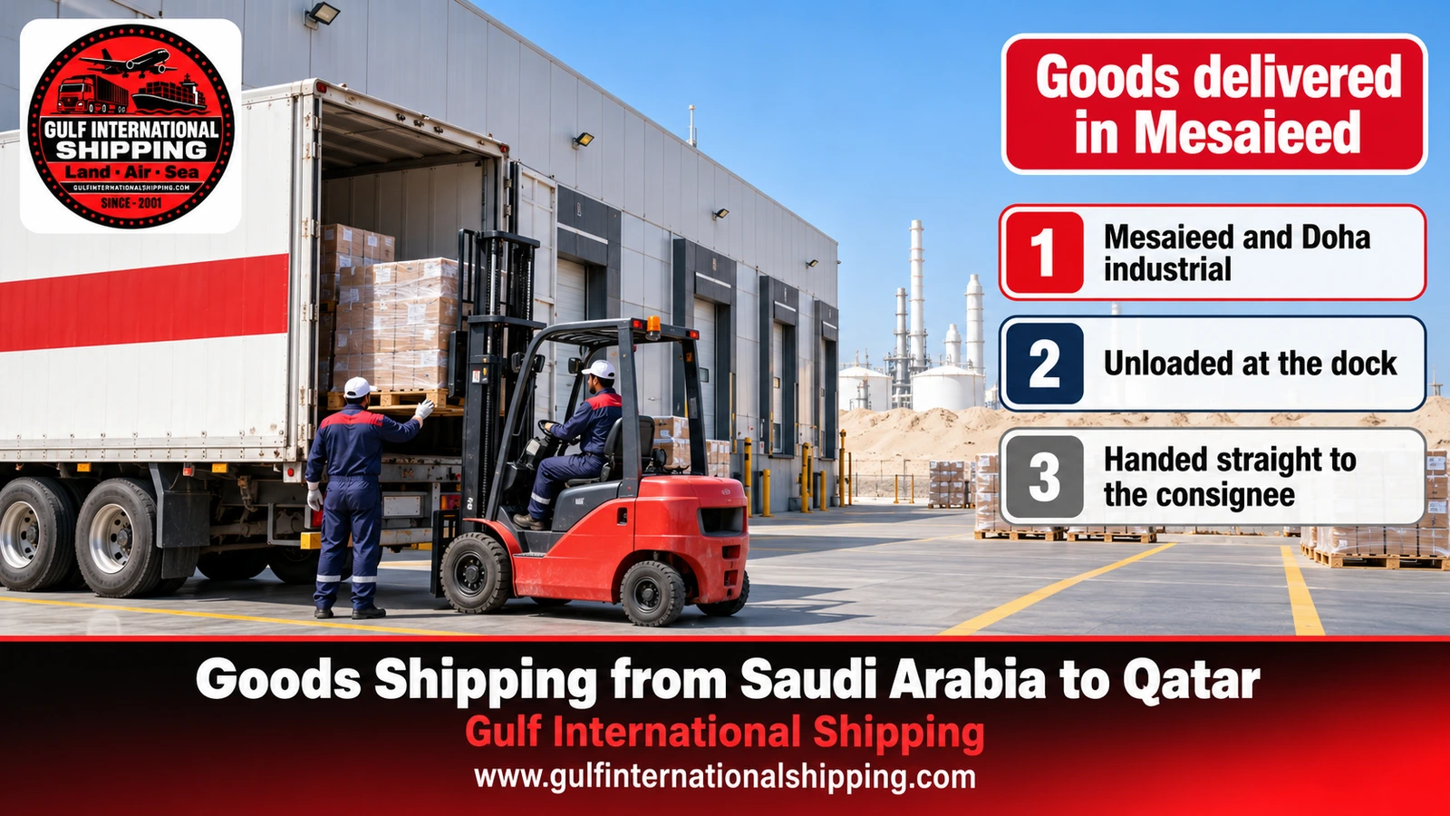 Goods delivered in Mesaieed
