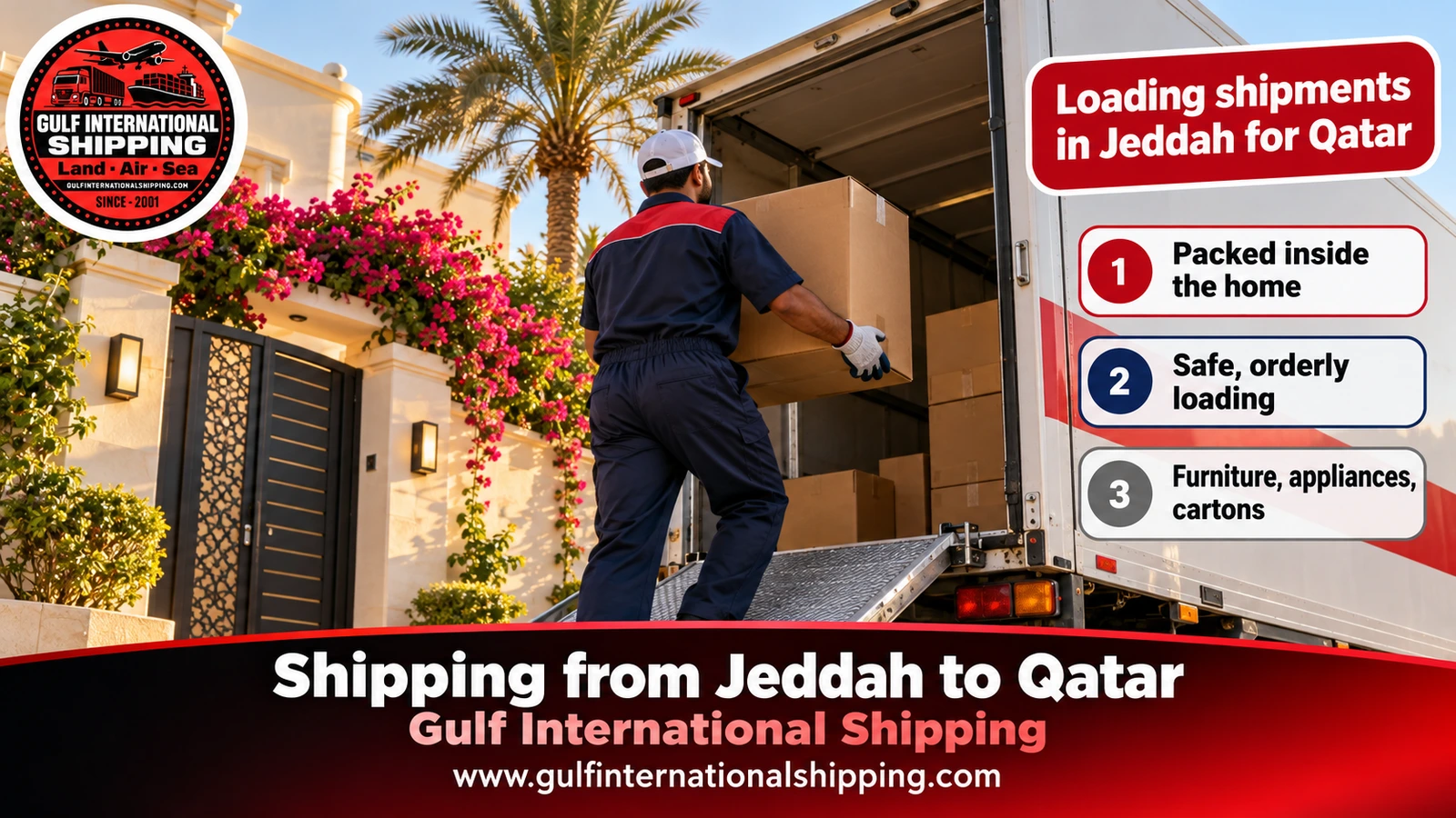 Loading shipments in Jeddah for Qatar