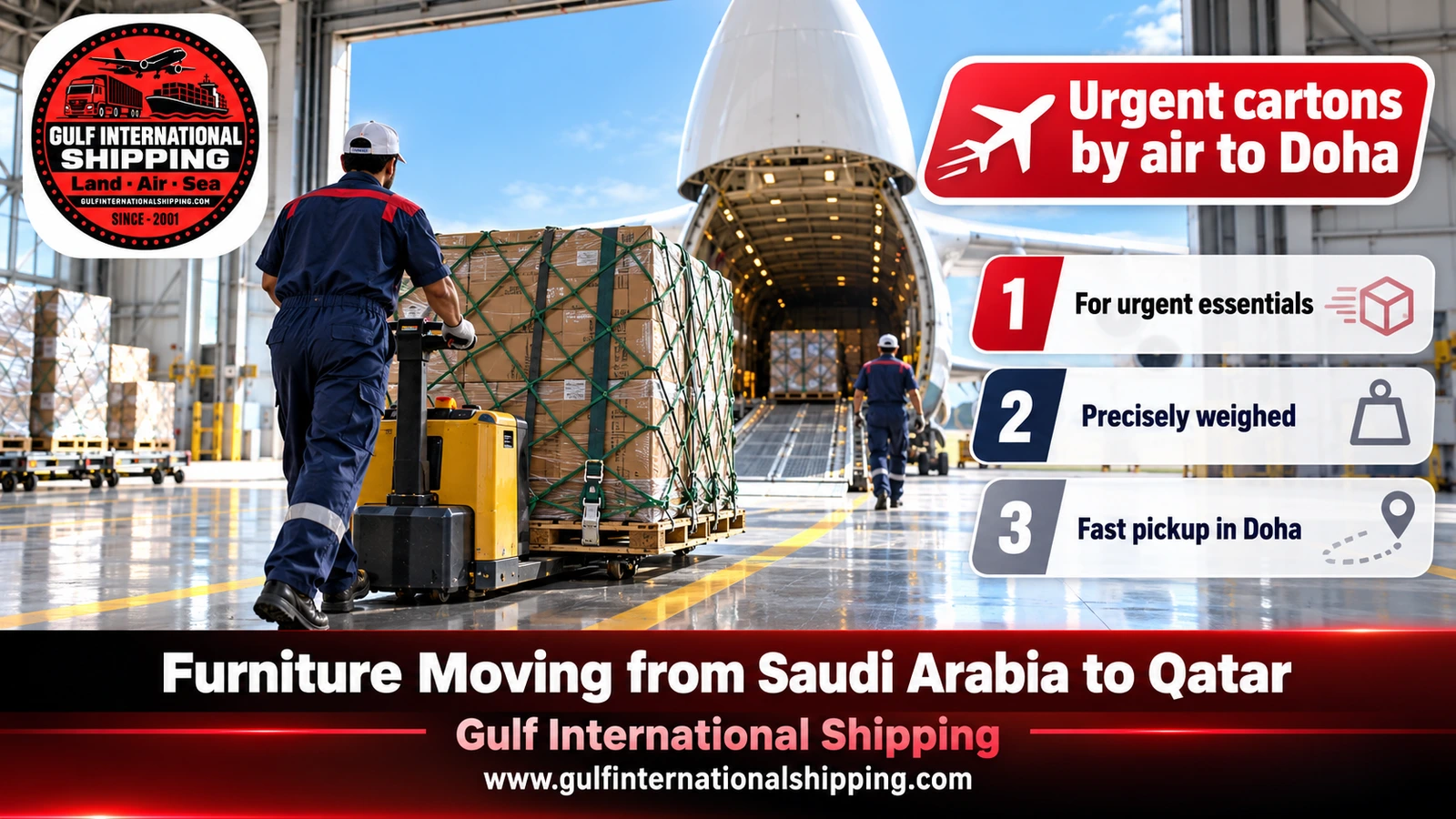 Urgent cartons by air to Doha