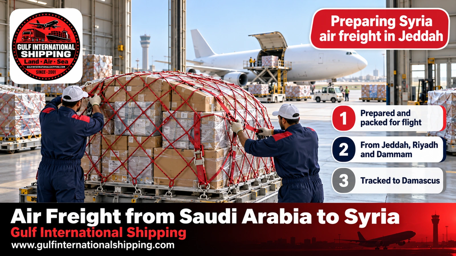 Preparing Syria air freight in Jeddah