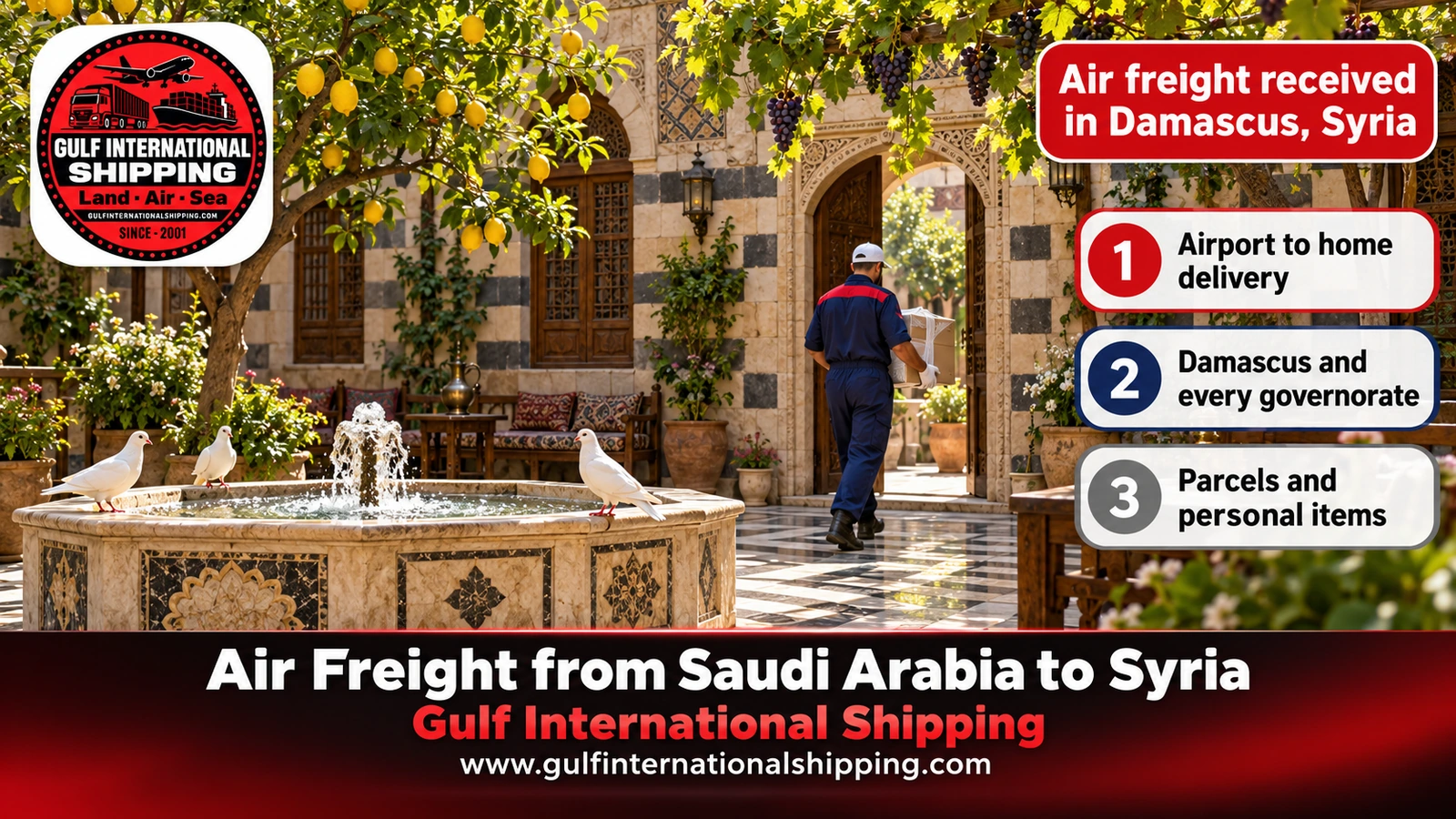 Air freight received in Damascus, Syria