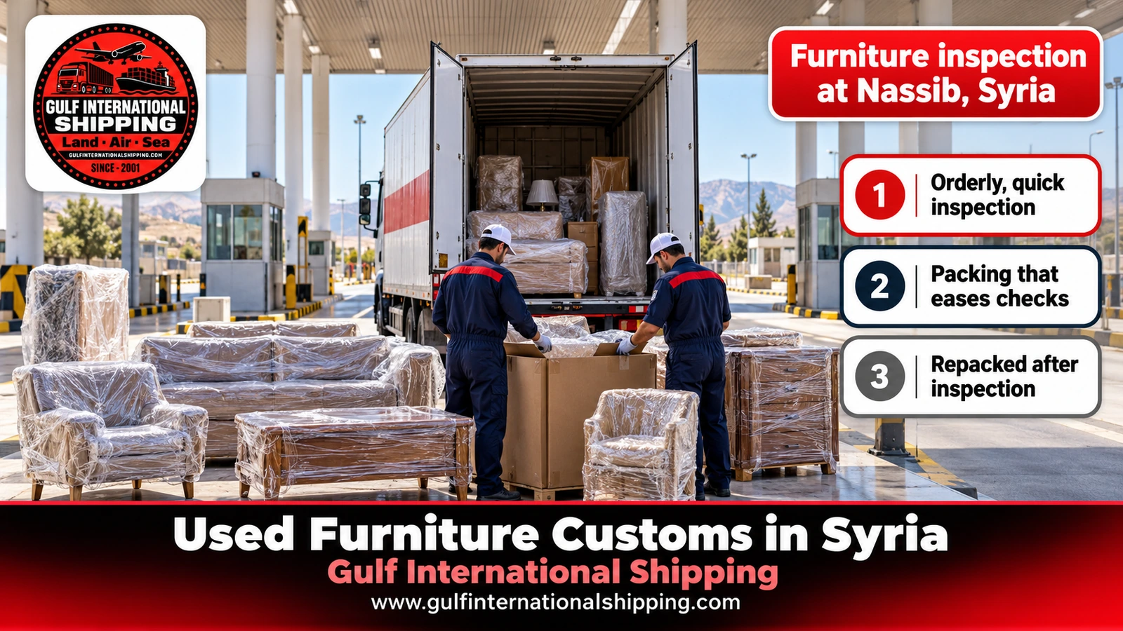 Furniture inspection at Nassib, Syria