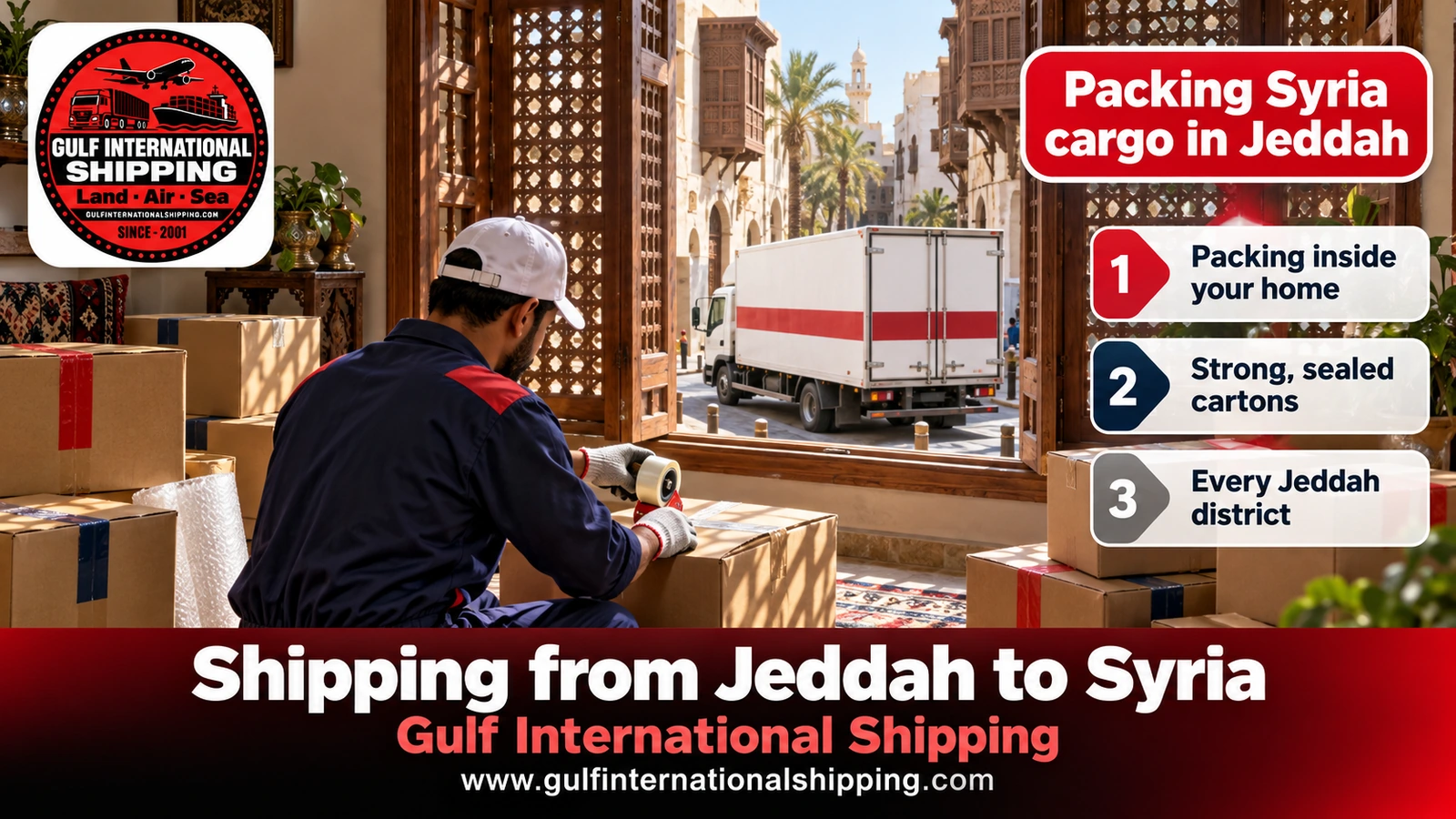 Packing Syria cargo in Jeddah