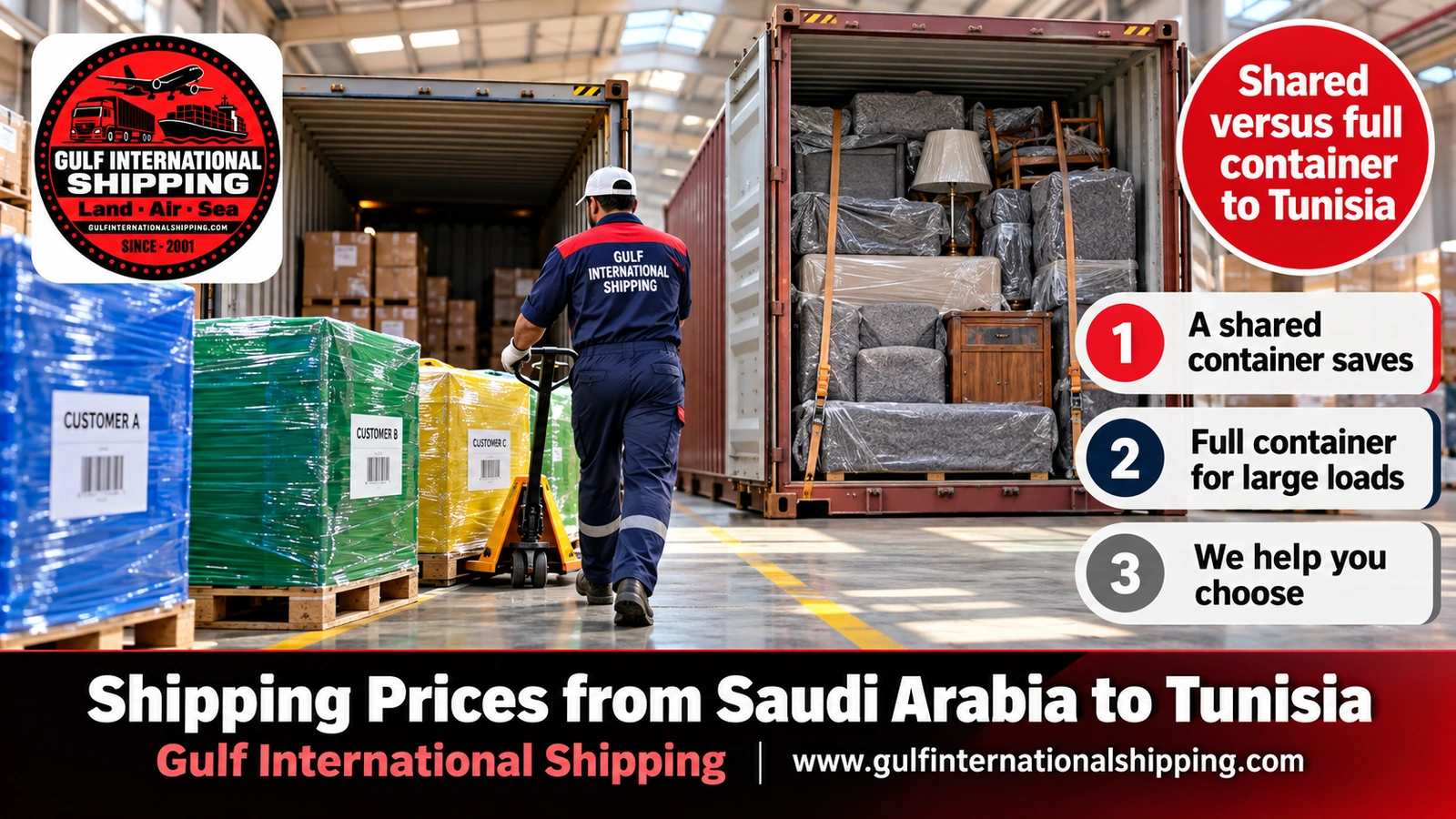 Shared versus full container to Tunisia