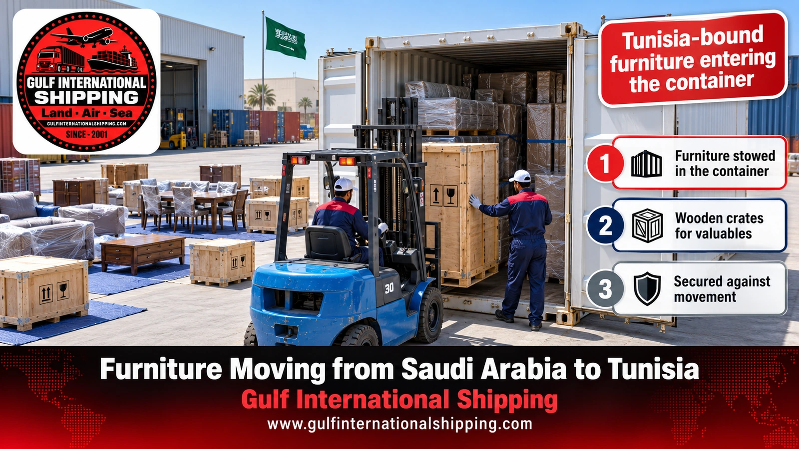 Tunisia-bound furniture entering the container