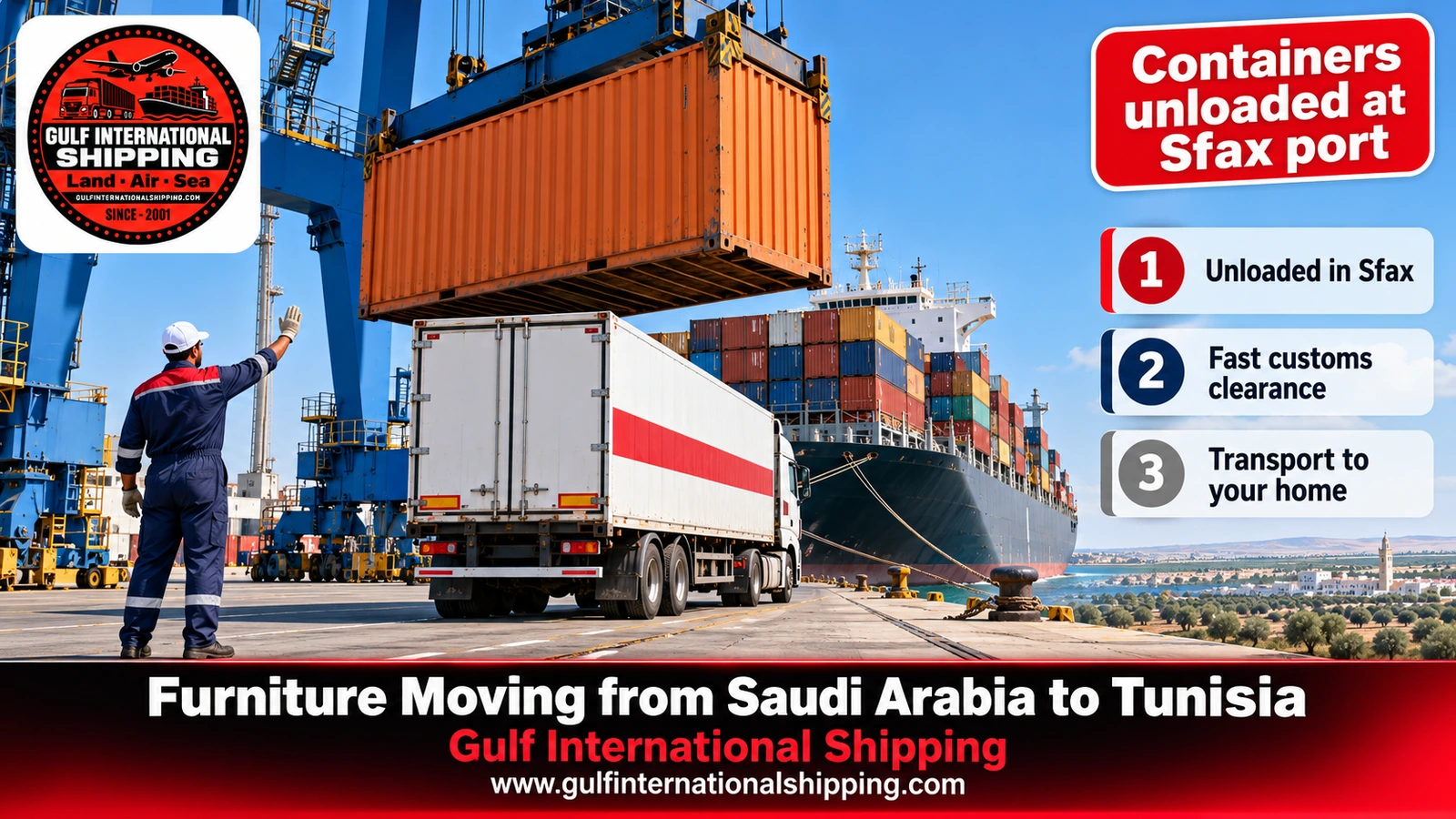 Containers unloaded at Sfax port