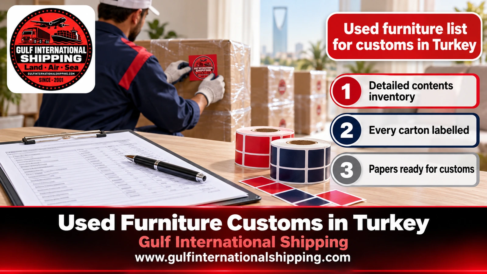 Used furniture list for customs in Turkey