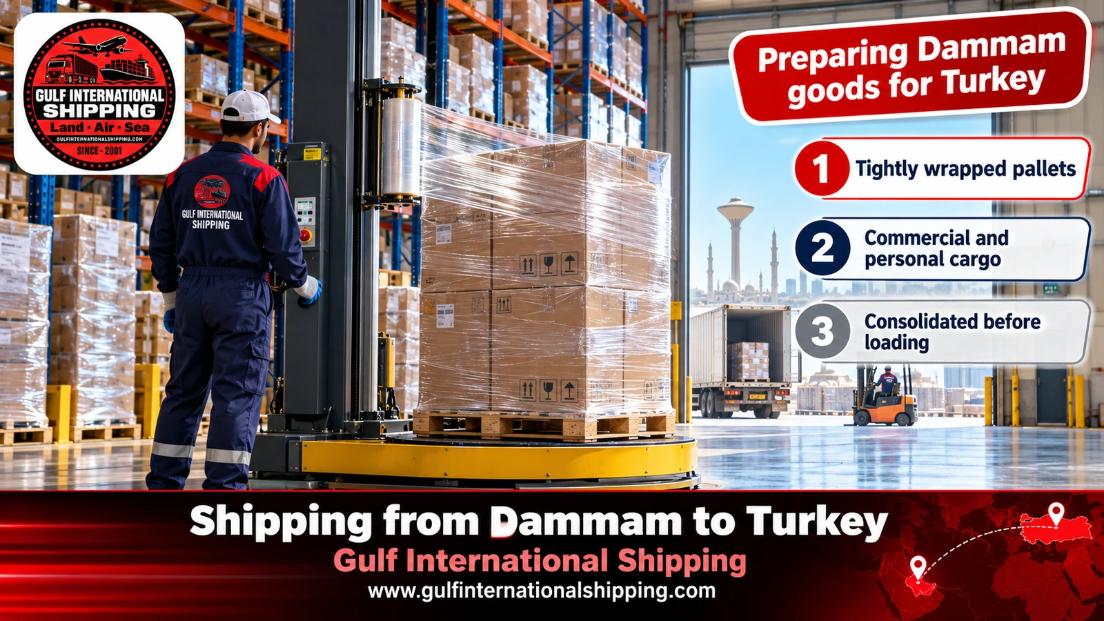 Preparing Dammam goods for Turkey