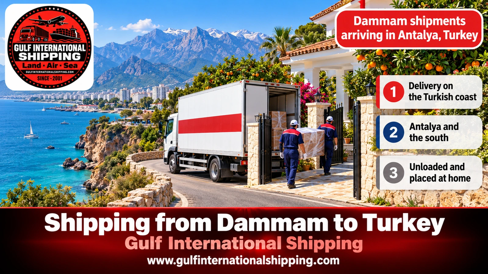 Dammam shipments arriving in Antalya, Turkey