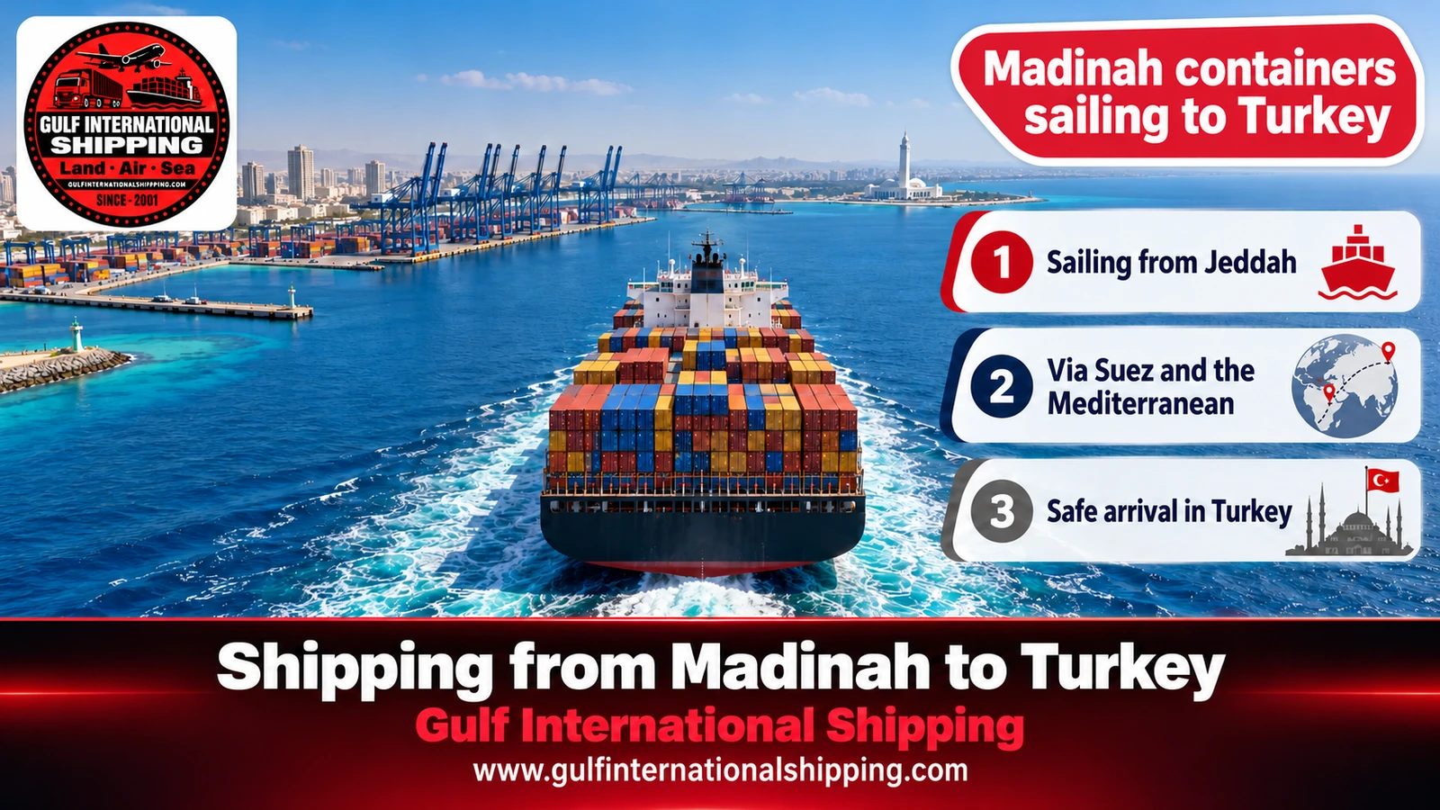 Madinah containers sailing to Turkey