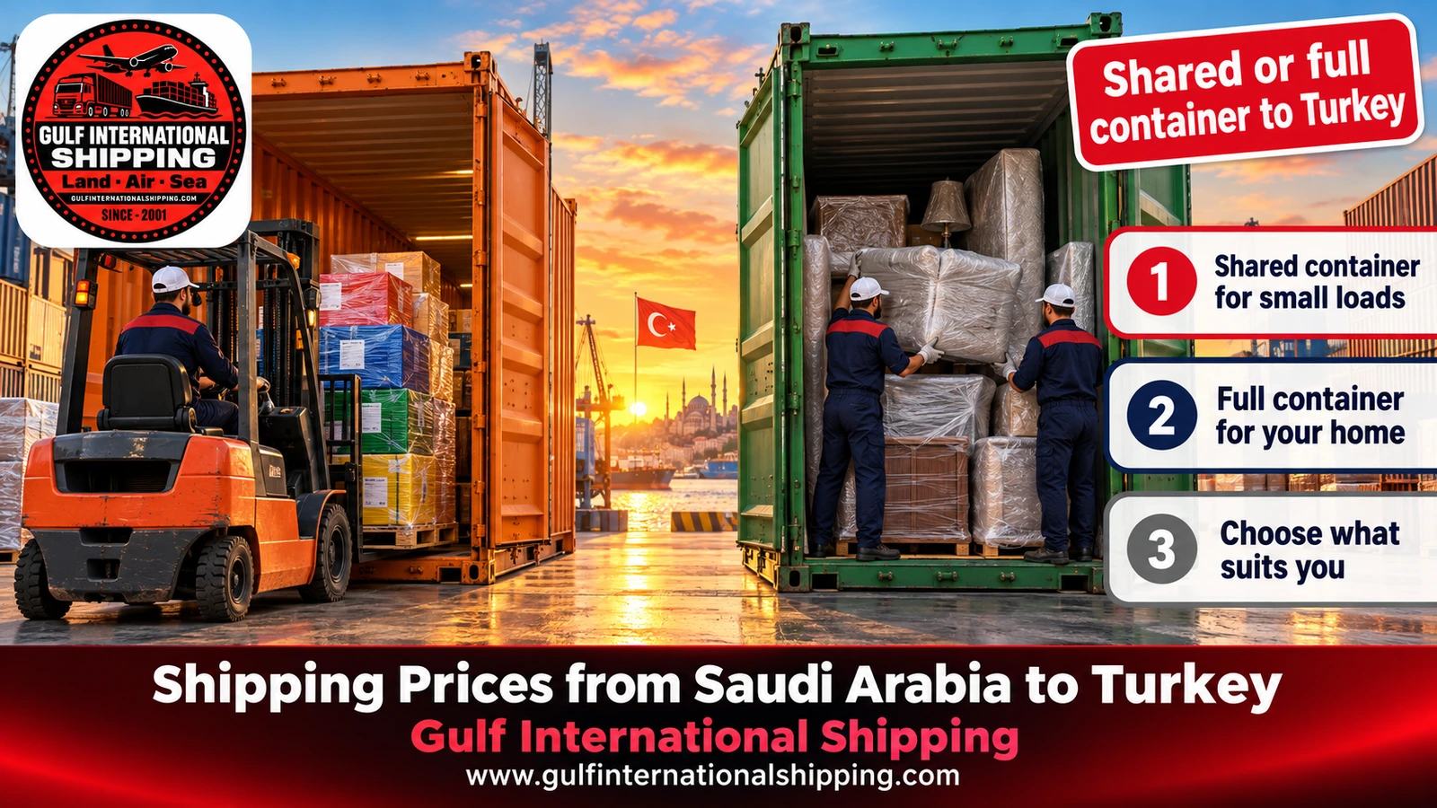 Shared or full container to Turkey