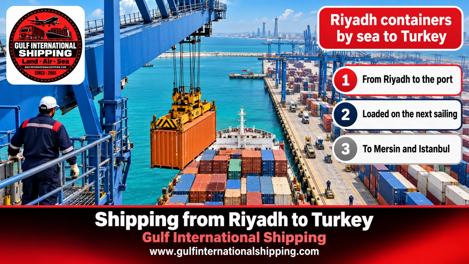 Riyadh containers by sea to Turkey