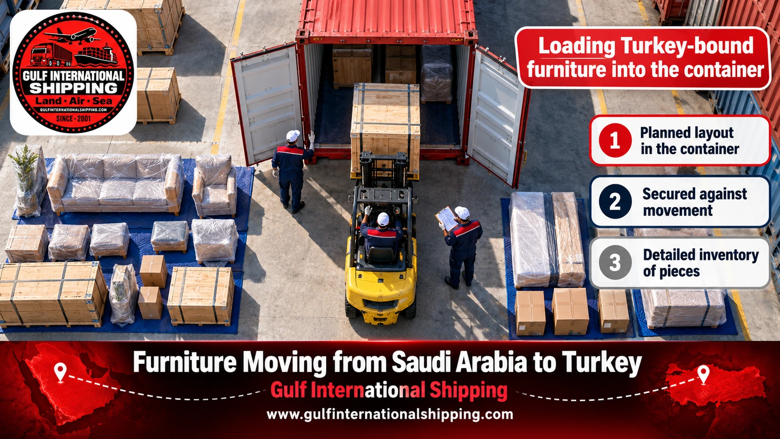 Loading Turkey-bound furniture into the container