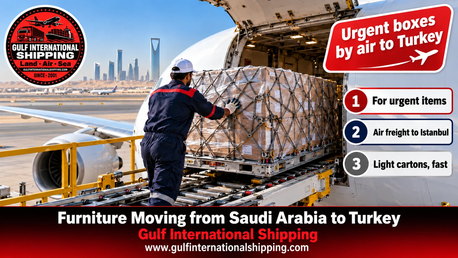 Urgent boxes by air to Turkey